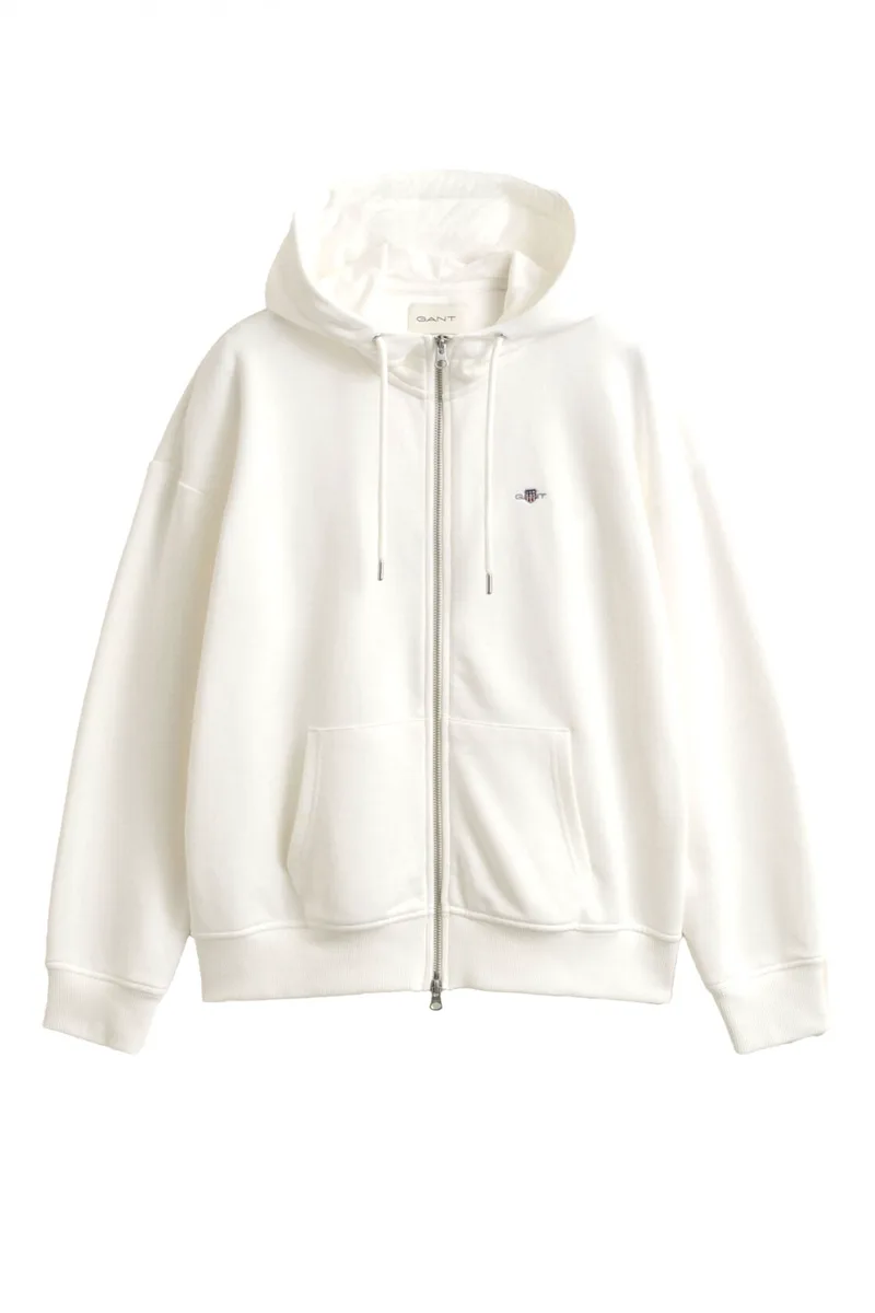GANT ΖΑΚΕΤΑ ΦΟΥΤΕΡ 113 EGGSHELL SHIELD ZIP HOODIE ΛΕΥΚΟ