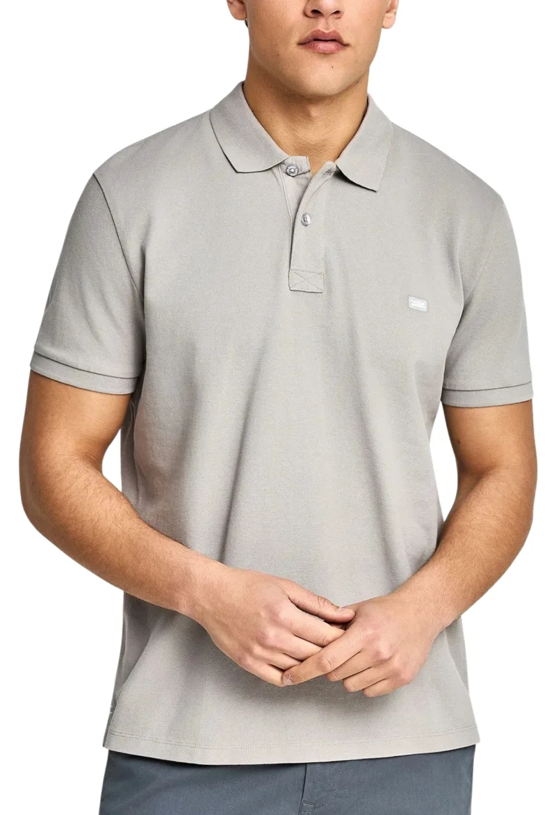 Μπλούζα Polo Funky Buddha Με Διακριτικό Λογότυπο FBM013-001-11-GREY Ανδρικό