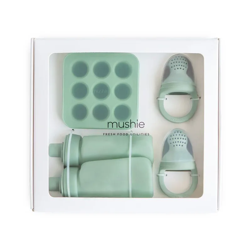 Σετ Δώρου 5 Ειδών Φαγητού Σιλικόνης Cambrdige Blue - Mushie