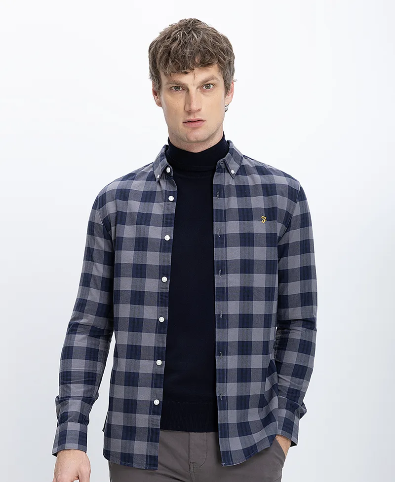 Farah Ανδρικό Πουκάμισο Καρό Slim Fit Βαμβακερό Organic