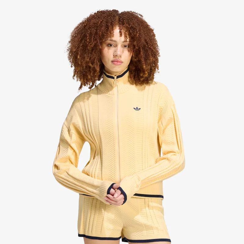 Πουλόβερ adidas Cable Knit Firebird Track Top Warm Vanilla XL