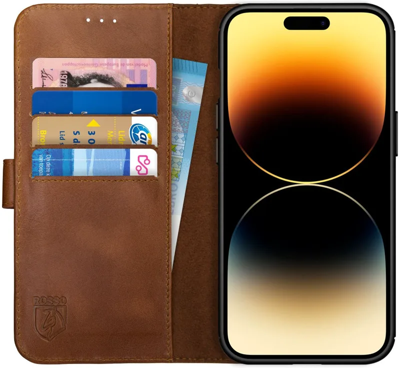 Κόκκινο Deluxe Δερμάτινη Θήκη Πορτοφόλι Apple iPhone 14 Pro Max - Brown (8719246366734)