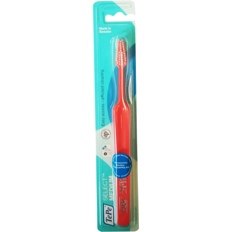 Tepe Select Medium Toothbrush Οδοντόβουρτσα με Μέτριας Σκληρότητας Ίνες για Βαθύ Καθαρισμό 1 Τεμάχιο - Κόκκινο