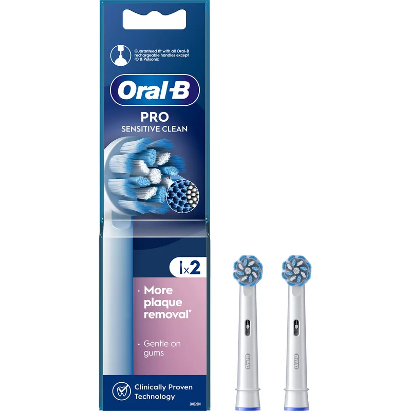 Oral-B Pro Sensitive Clean Soft Electric Toothbrush Head Ανταλλακτικές Κεφαλές Ηλεκτρικής Οδοντόβουρτσας για Απαλό Βούρτσισμα, Αφαίρεση της Πλάκας & Απαλές Ίνες με Ένδειξη Αντικατάστασης της Κεφαλής 2 Τεμάχια