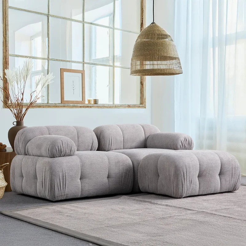 Γωνιακός Καναπές Petite 2 - Light Grey 560Are1260 (190x160x95x75)