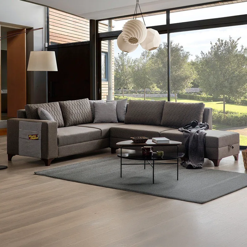 Γωνιακός Καναπές-Κρεβάτι Loft - Brown 752Est1356 (230x285x80x90)