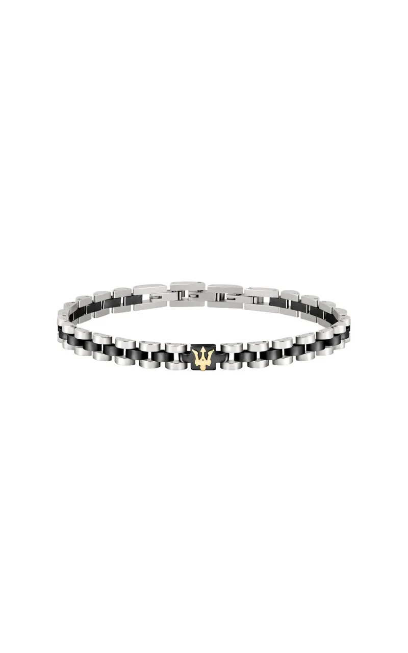 MASERATI ICONIC JM320AST08 Δίχρωμο Ανδρικό Βραχιόλι Με Τρίαινα