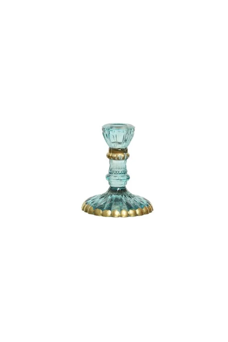 Κηροπηγιο Γυαλινο 10CM 9x9x10cm Μπλέ Kaeming