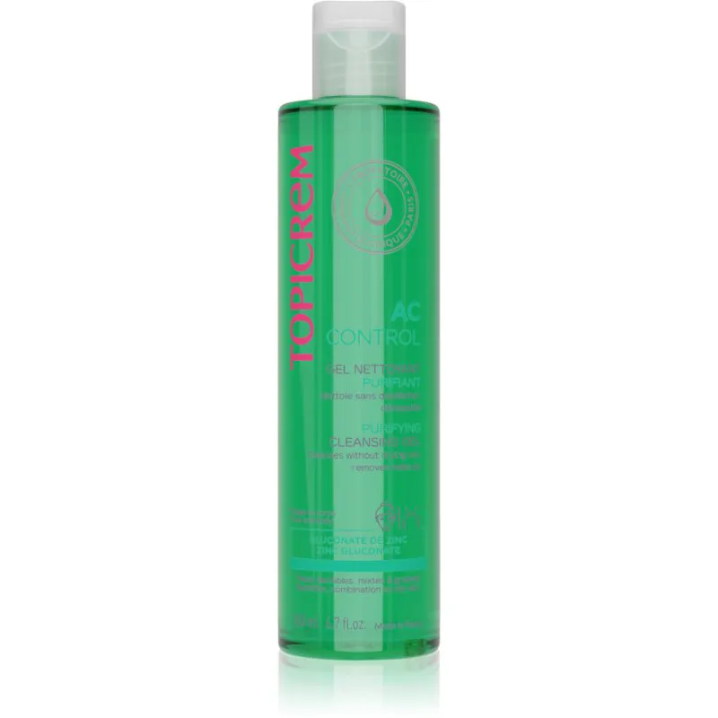 Topicrem AC Purifying Cleansing Gel τζελ βαθύ-καθαρισμού για λιπαρό και ευαίσθητη επιδερμίδα 200 ml