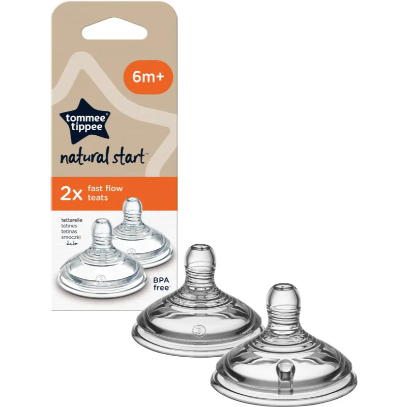 Tommee Tippee Natural Start Anti-Colic Teat θηλή μπιμπερό Fast Flow 6 m+ 2 τμχ