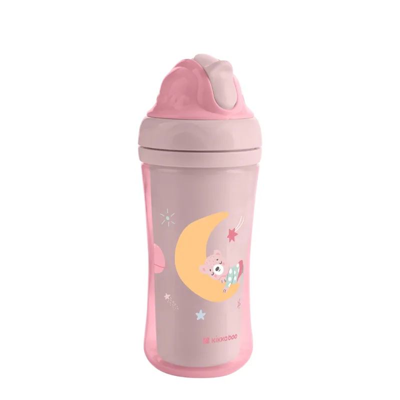 Παγούρι 220ml Με Καλαμάκι Kikka Boo Moony Me Ροζ