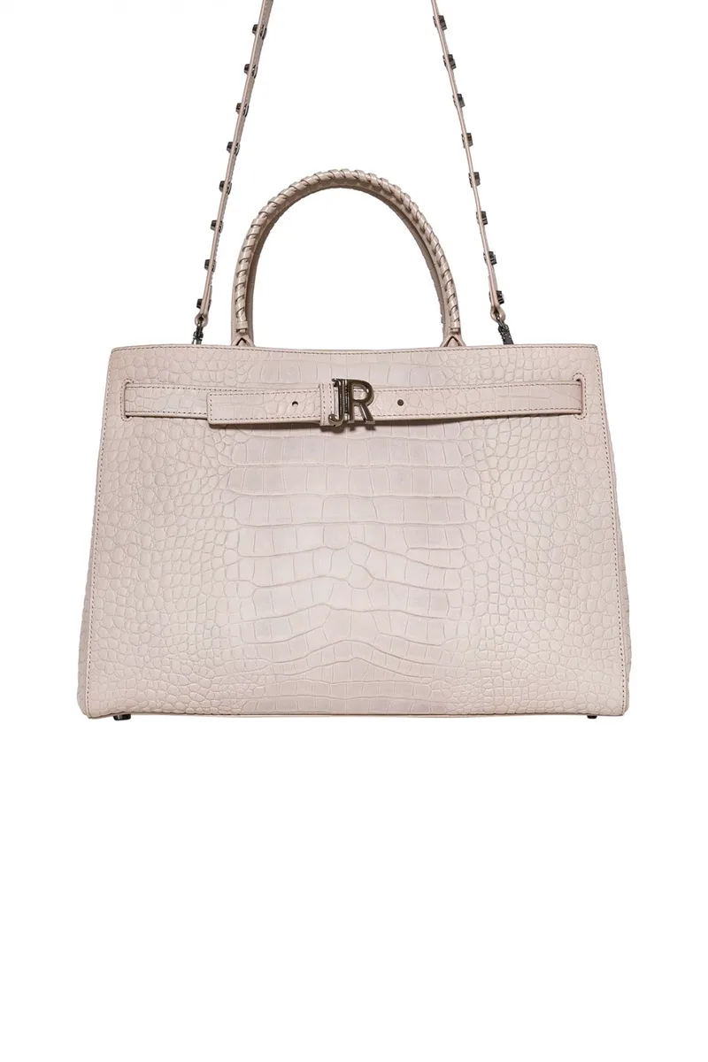 RICHMOND X ΤΣΑΝΤΑ ΧΕΙΡΟΣ/CROSSBODY MAHANI ΔΕΡΜΑ LOGO ΜΕΤΑΛΛΙΚΟ ΜΠΕΖ