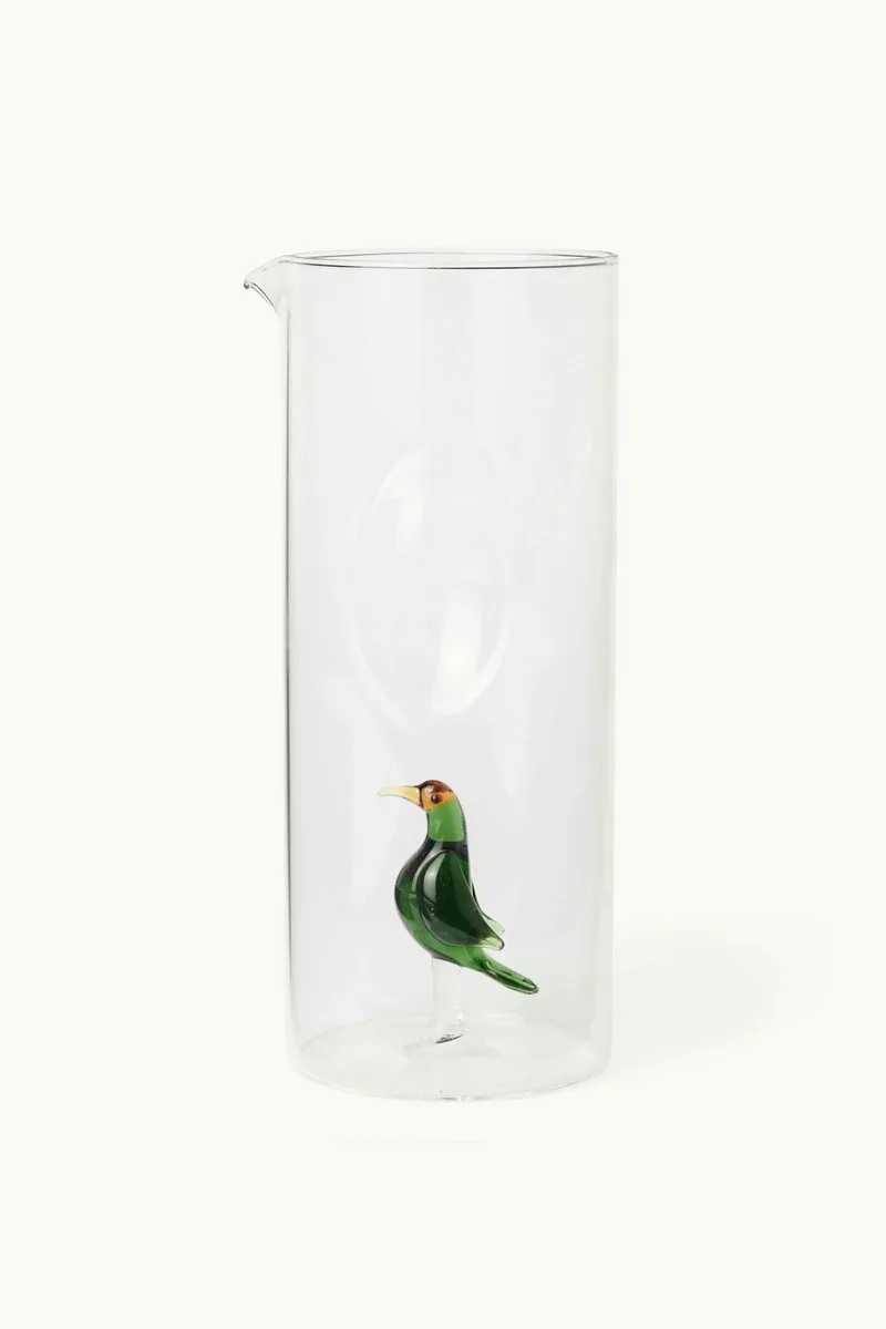 Coincasa γυάλινη κανάτα με σχέδιο πουλί 22 x 9 cm - 006813418 Διάφανο