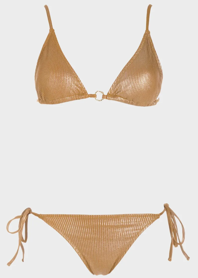 Bikini μεταλιζέ με αποσπώμενη επένδυση. Καλύπτει B Cup ΜΠΡΟΝΖΕ