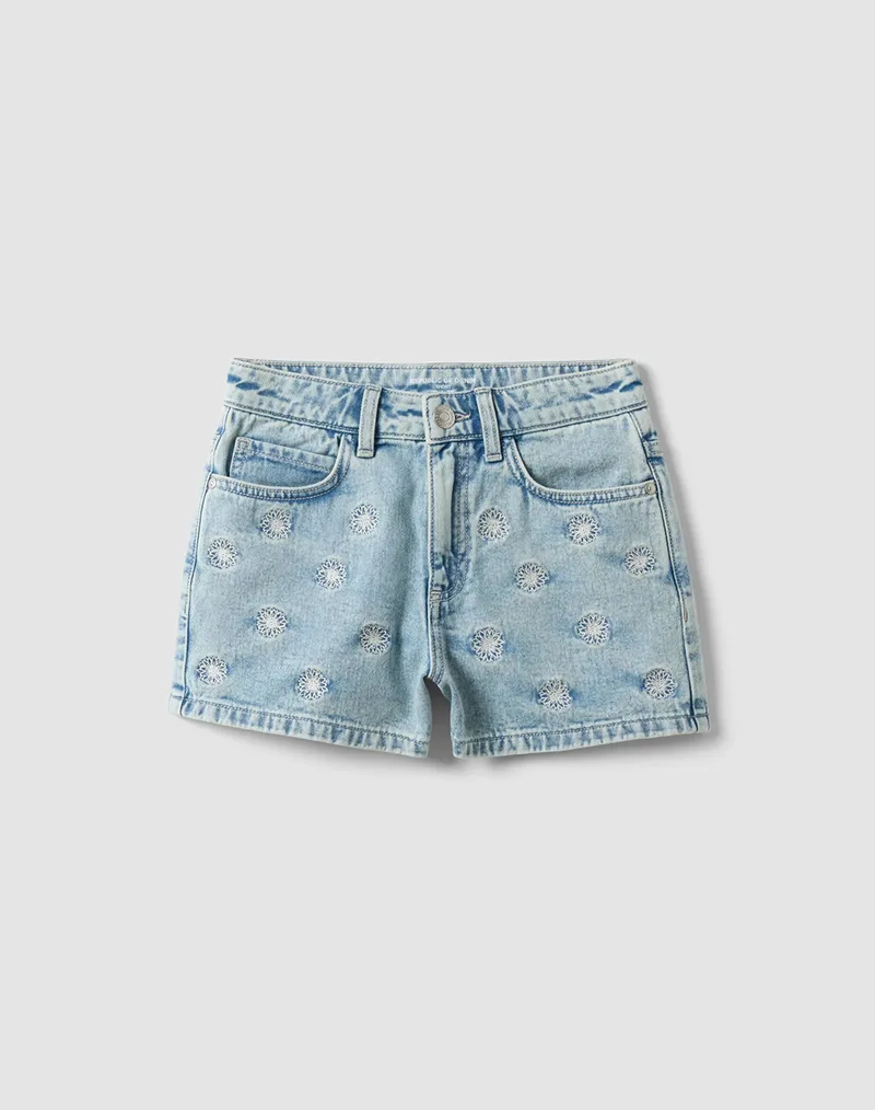 OVS SHORT W/ ALL OVER EMBRO 2657134-LIGHT BLUE DenimLightBlue