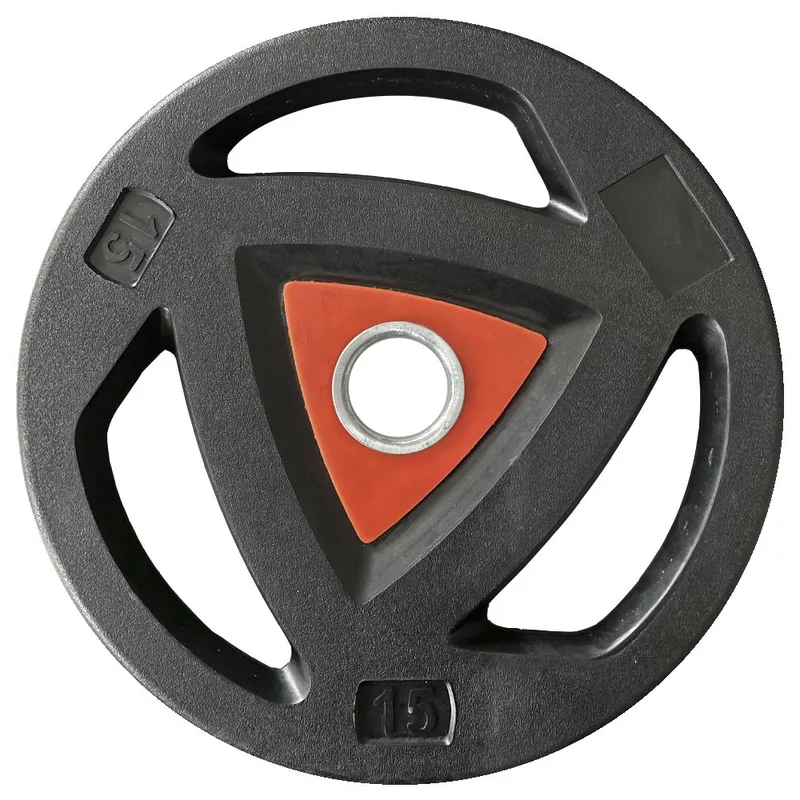 Athlos Ολυμπιακός Δίσκος Λαστιχένιος 15kg Φ50mm με Λαβές Μαύρος/Κόκκινος