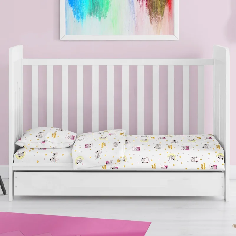 Βρεφική Παπλωματοθήκη Κούνιας Dimcol Sweet Dreams 553 White-Ροζ 120x160