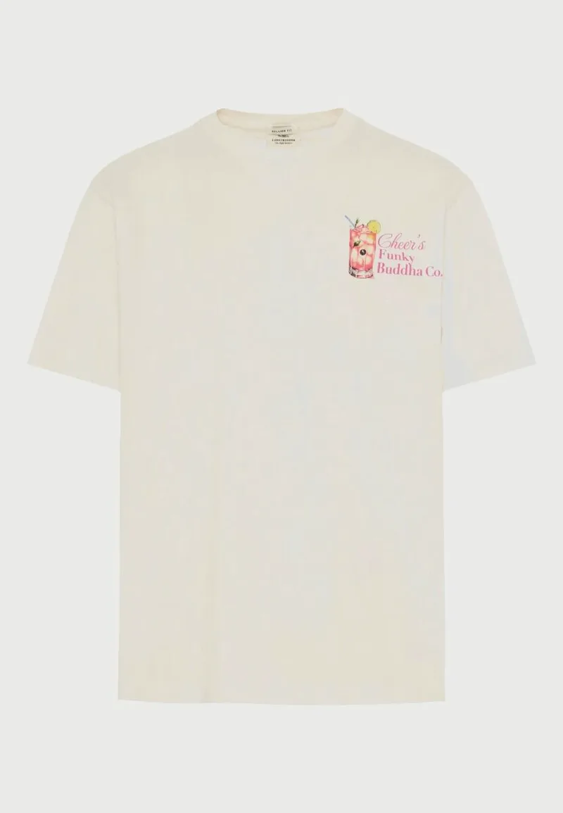 Funky Buddha Ανδρικό Βαμβακερό T-shirt με Τύπωμα FBM013-085-04 Λευκό