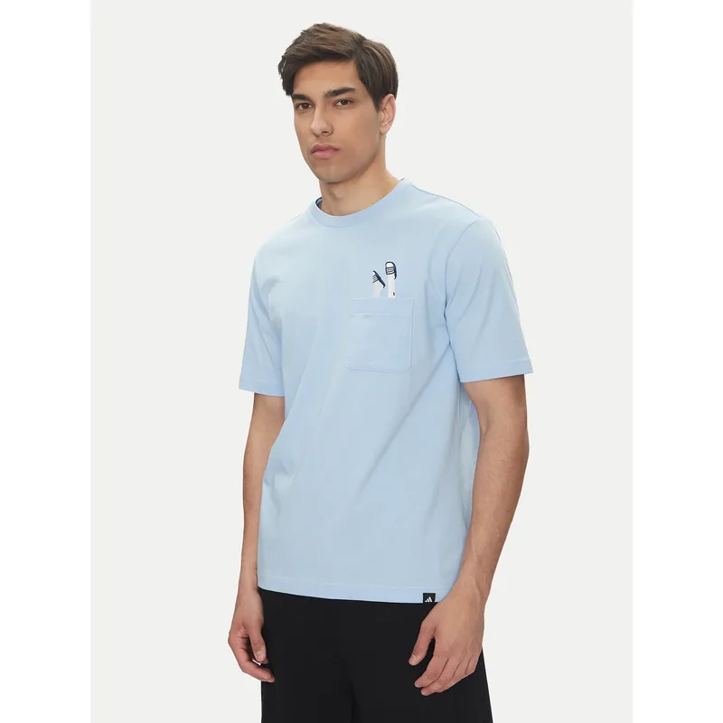 adidas T-Shirt Lounge Slides Graphic Pocket JM0376 Μπλε Regular Fit