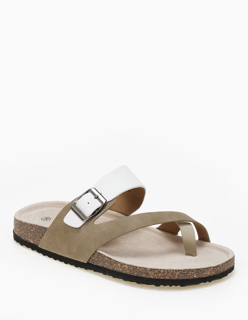 Σανδάλια flatform με suede υφή - Λευκό
