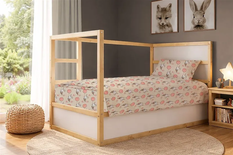 Σεντόνια Εμπριμέ Σετ 3 τεμ kids Floating Bunny 714 160x240 Beige-Salmon