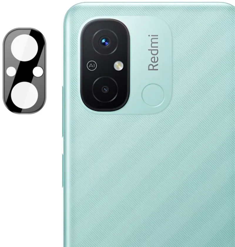 Techsuit Full Camera Tempered Glass - Αντιχαρακτικό Γυαλί Προστασίας για Φακό Κάμερας - Xiaomi Redmi 12C - Black (5949419071353)