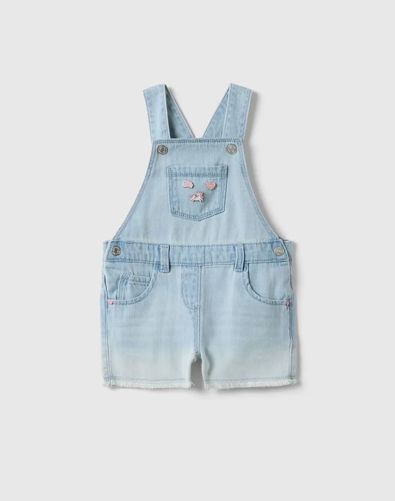 OVS DUNGAREE SHADED WITH PIN 2561638-MEDIUM BLUE DenimLightBlue