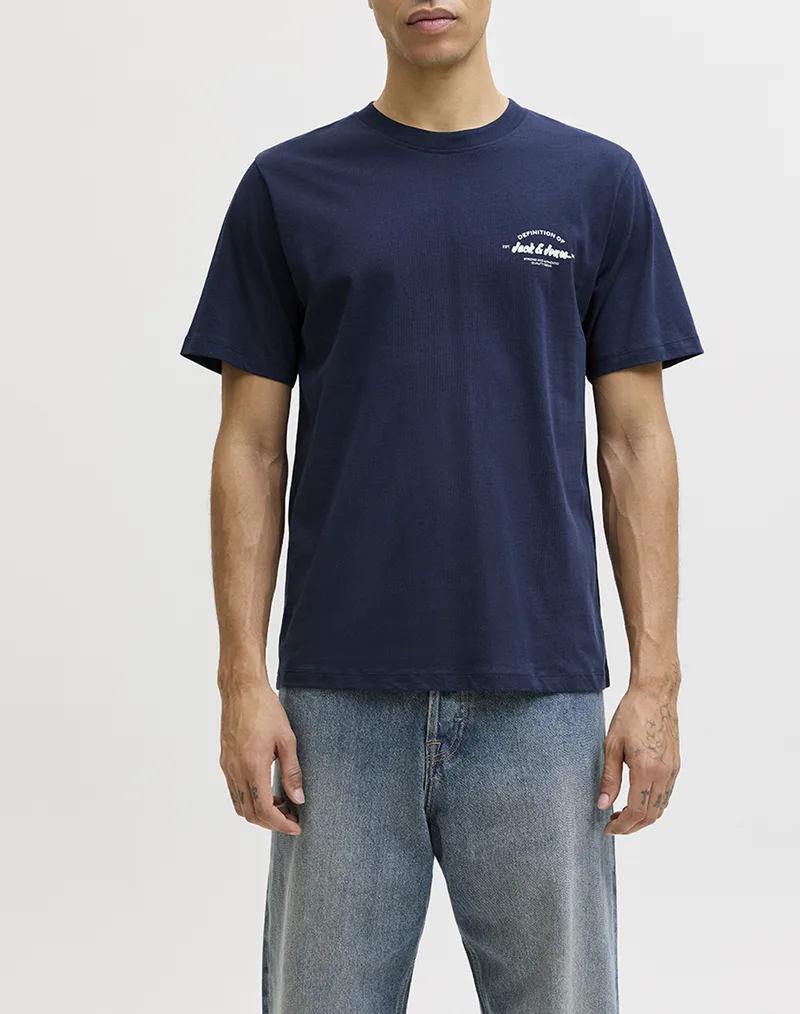 JACK&JONES JJBRANDON TEE SS CREW NECK 12288113-Navy BlazerSmall print DarkBlue