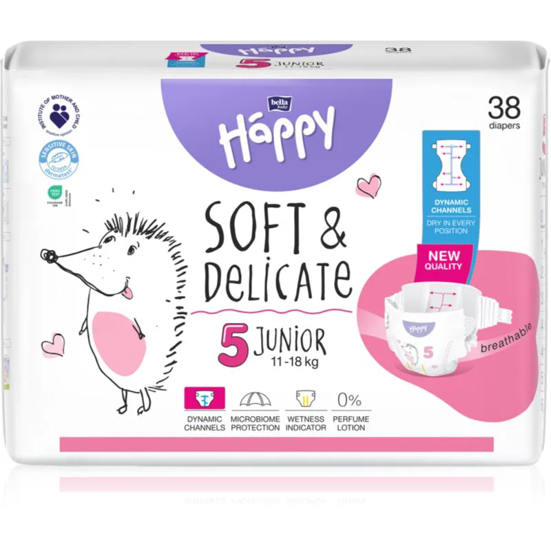 BELLA Baby Happy Soft&Delicate πάνες μίας χρήσης με κανάλια Junior 11-18 kg 38 τμχ
