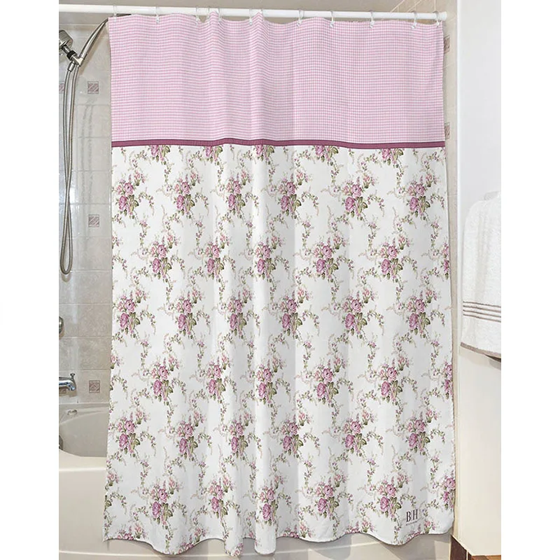 Κουρτίνα Μπάνιου 190x180 Με Κρίκους Beauty Home Bouquet 3240 Ροζ 190x180