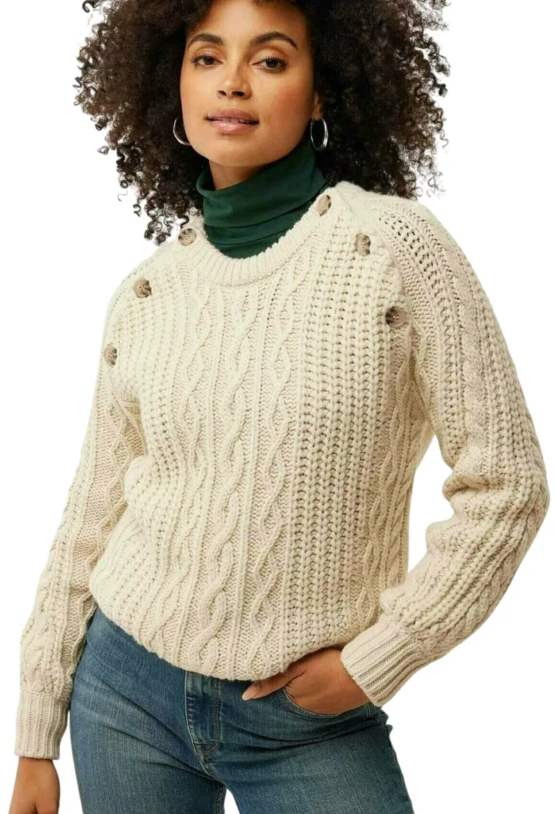Πουλόβερ Mexx Cable Knit Pullover AO0944026W-ECRU Γυναικείο