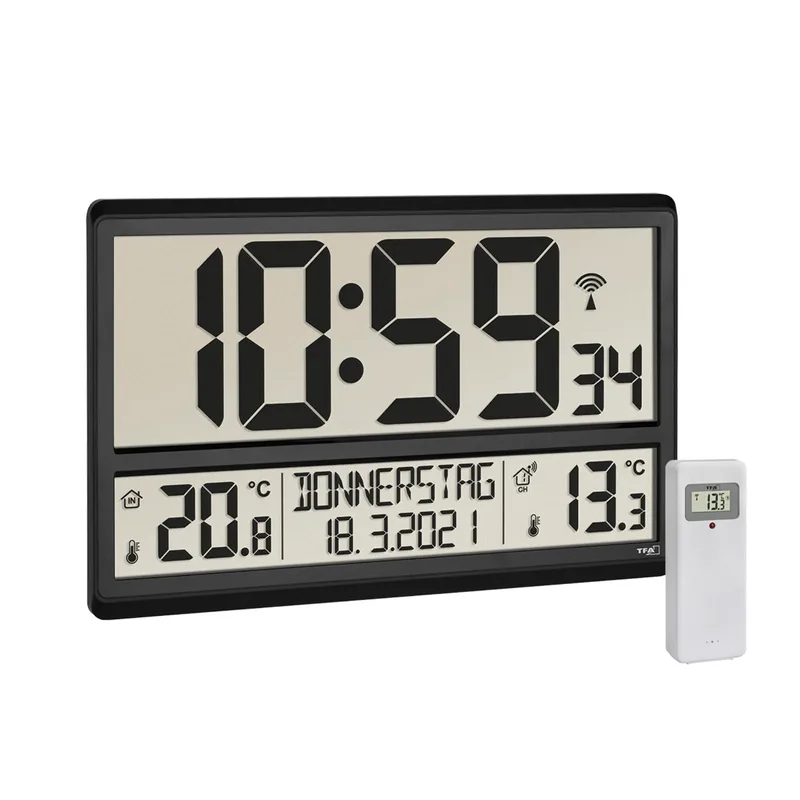 TFA 60.4521.01 XL Radio Clock with Indoor/Outdoor Temperature
