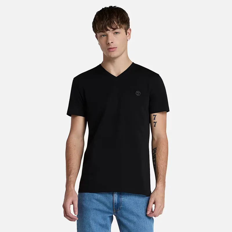 Timberland Ανδρική Μπλούζα Dunstan River V-Neck T-Shirt TB0A2BPT-X65 Μαύρο