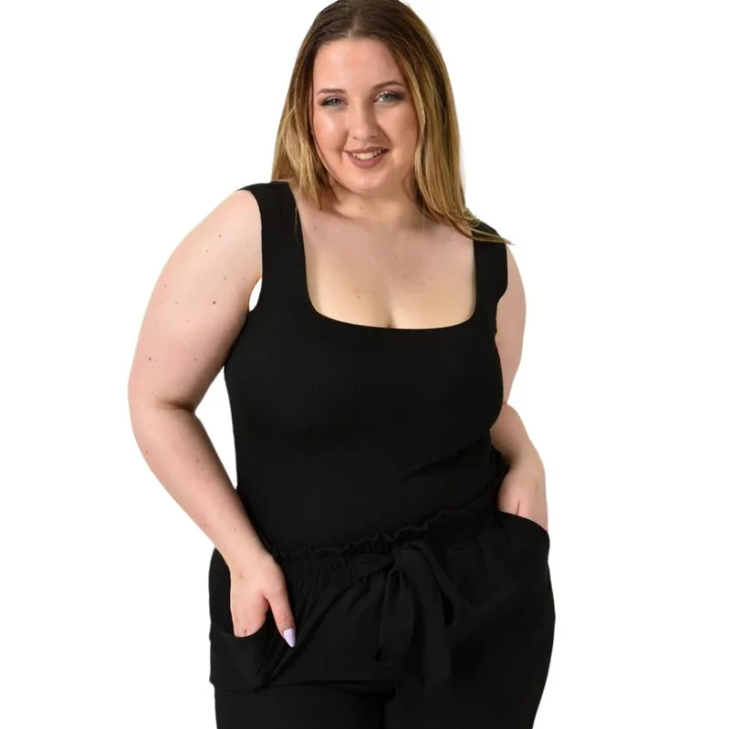 Γυναικείο Plus Size εφαρμοστό τοπ Μαύρο 24412