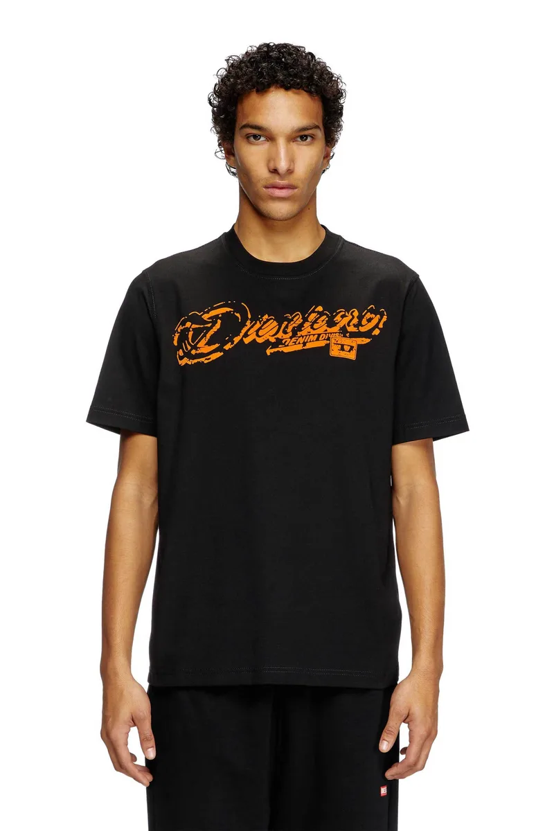 Diesel ανδρικό T-shirt με λογότυπο ''T-adjust-R7'' - S25A164060QIAM Μαύρο