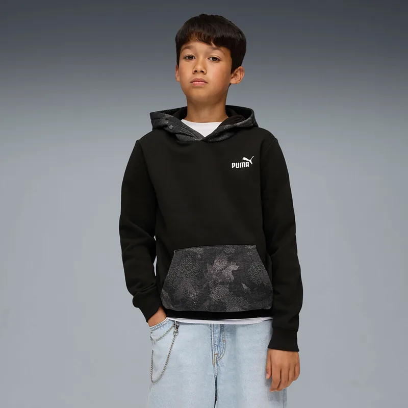PUMA KIDS ESSENTIALS CAMO HOODIE ΜΑΥΡΟ
