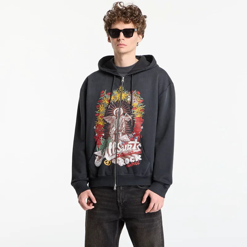 Φούτερ AllSaints Roque Zip Hoody Washed Black M