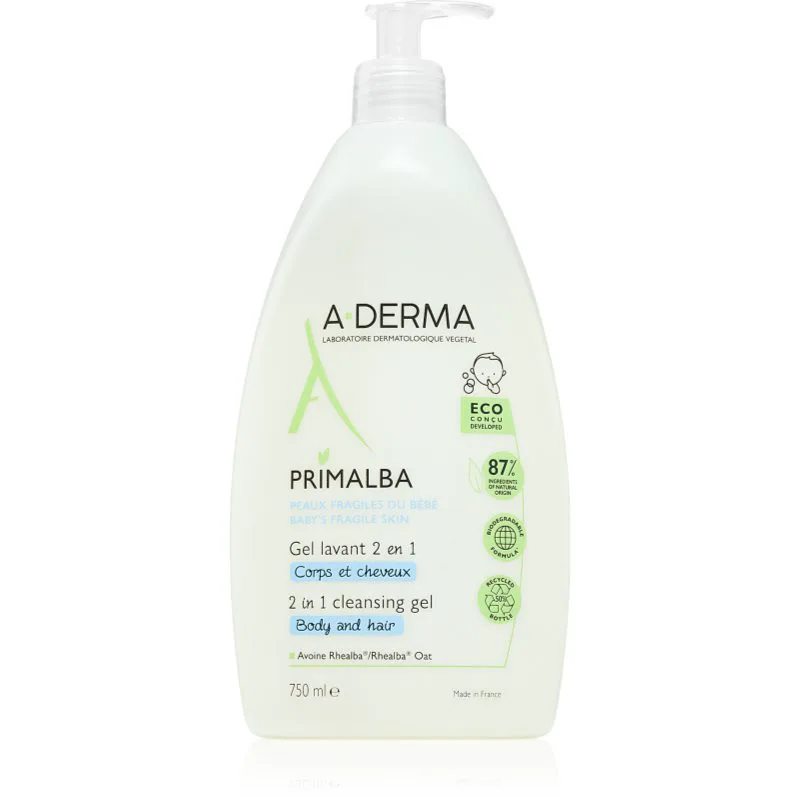 A-Derma Primalba Baby τζελ πλυσίματος για σώμα και μαλλιά για παιδιά 750 ml