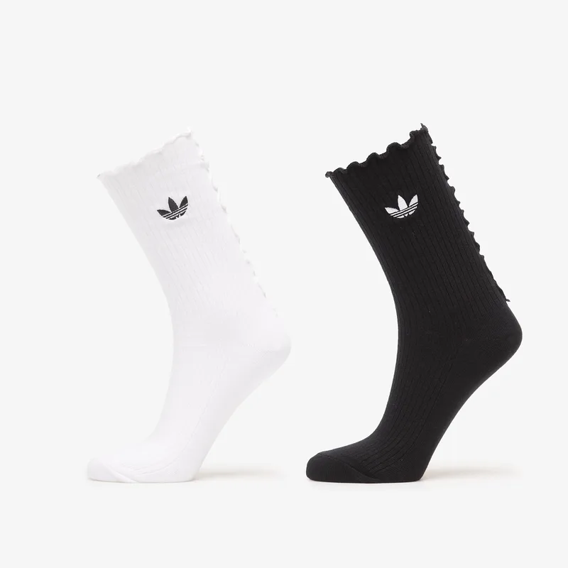 adidas Ruffle Crew Socks 2 Pairs Black/ White S