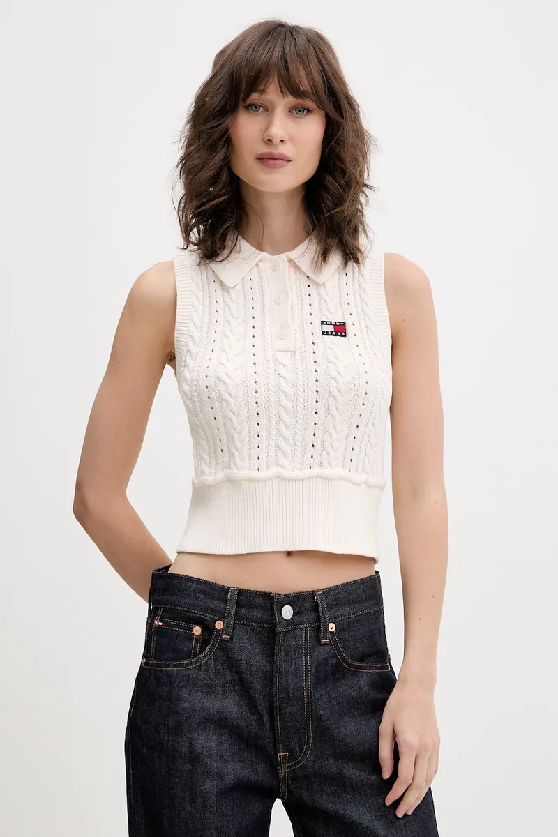 Tommy Jeans γιλέκο γυναικείο βαμβακερό