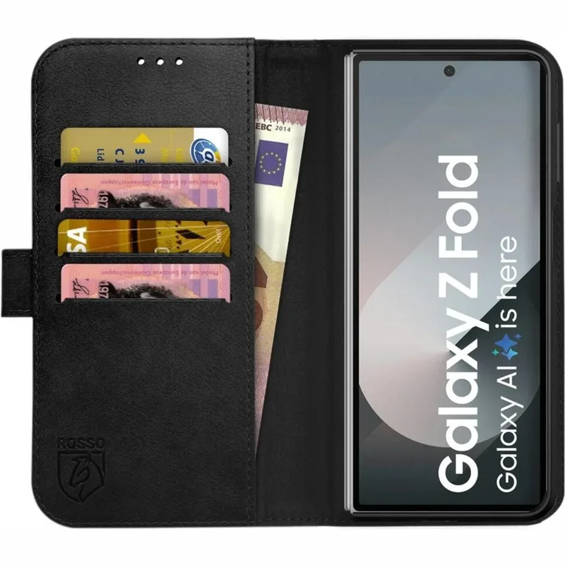 Θήκη Samsung Galaxy Z Fold7 Κόκκινο Deluxe Δερμάτινη Πορτοφόλι - Black (8719246482243)