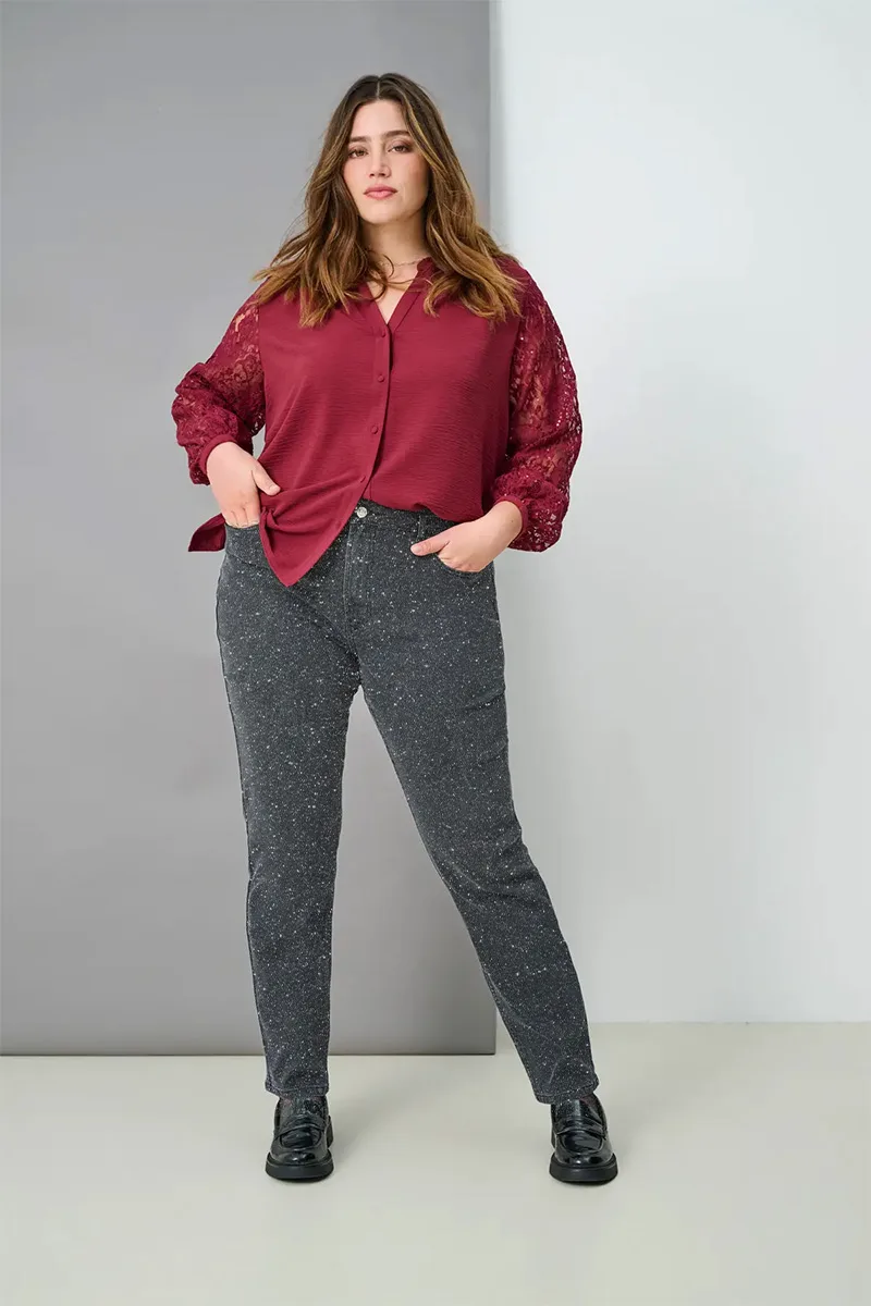 Τζιν με glitter σε denim black χρώμα