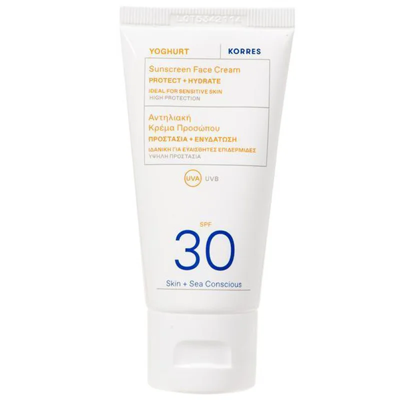 Korres Yoghurt Sunscreen Face Cream Protect & Hydrate Spf30 Αντηλιακή Κρέμα Προσώπου Υψηλής Προστασίας με Εκχύλισμα Γιαούρτι & Πανθενόλη 50ml
