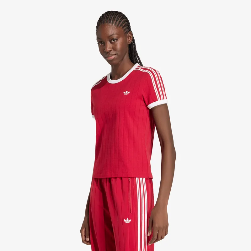T-shirt adidas Pinstripe Short Sleeve Slim Tee Team Victory Red/ White/ Team Victory Red L