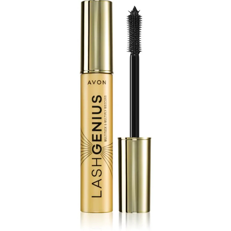 Avon Lash Genius Multitask & Multiply μάσκαρα για όγκο, περιστροφή και διαχωρισμό των βλεφαρίδων 5 σε 1 απόχρωση Blackest Black 10 ml