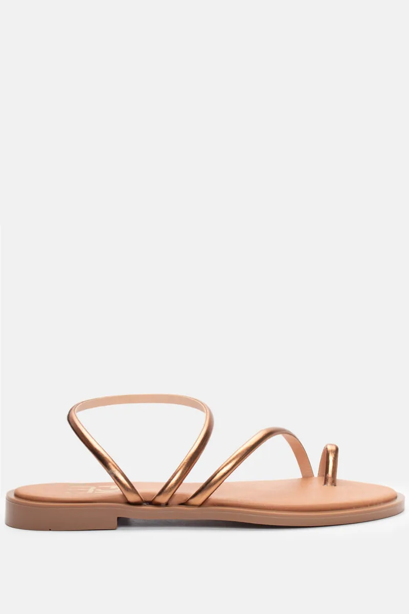 LUIGI DESIGN - Σανδάλια Flat με Λοξό Λουράκι - Μπρονζέ