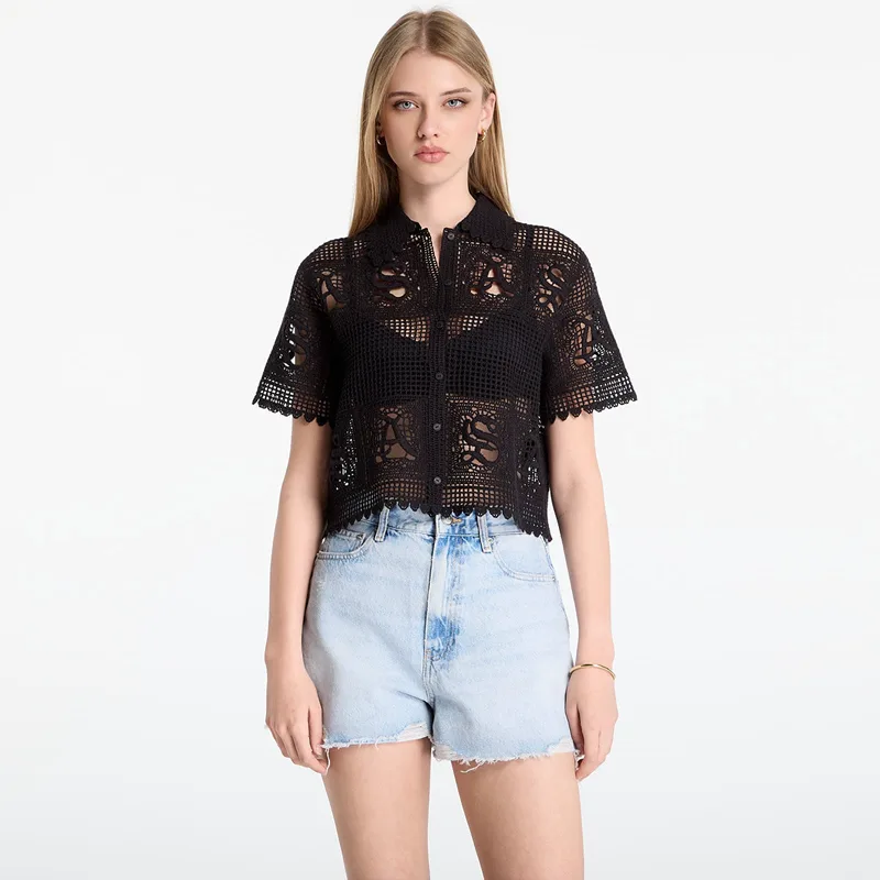 T-shirt AllSaints Kyra Polo Tee Black M