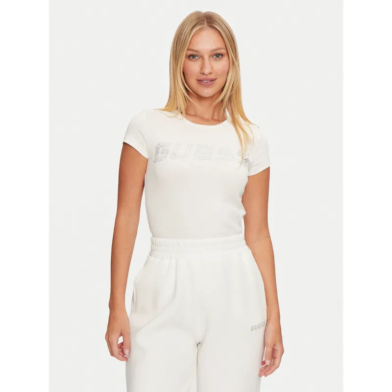 Guess T-Shirt V4BI16 KCIV1 Εκρού Regular Fit