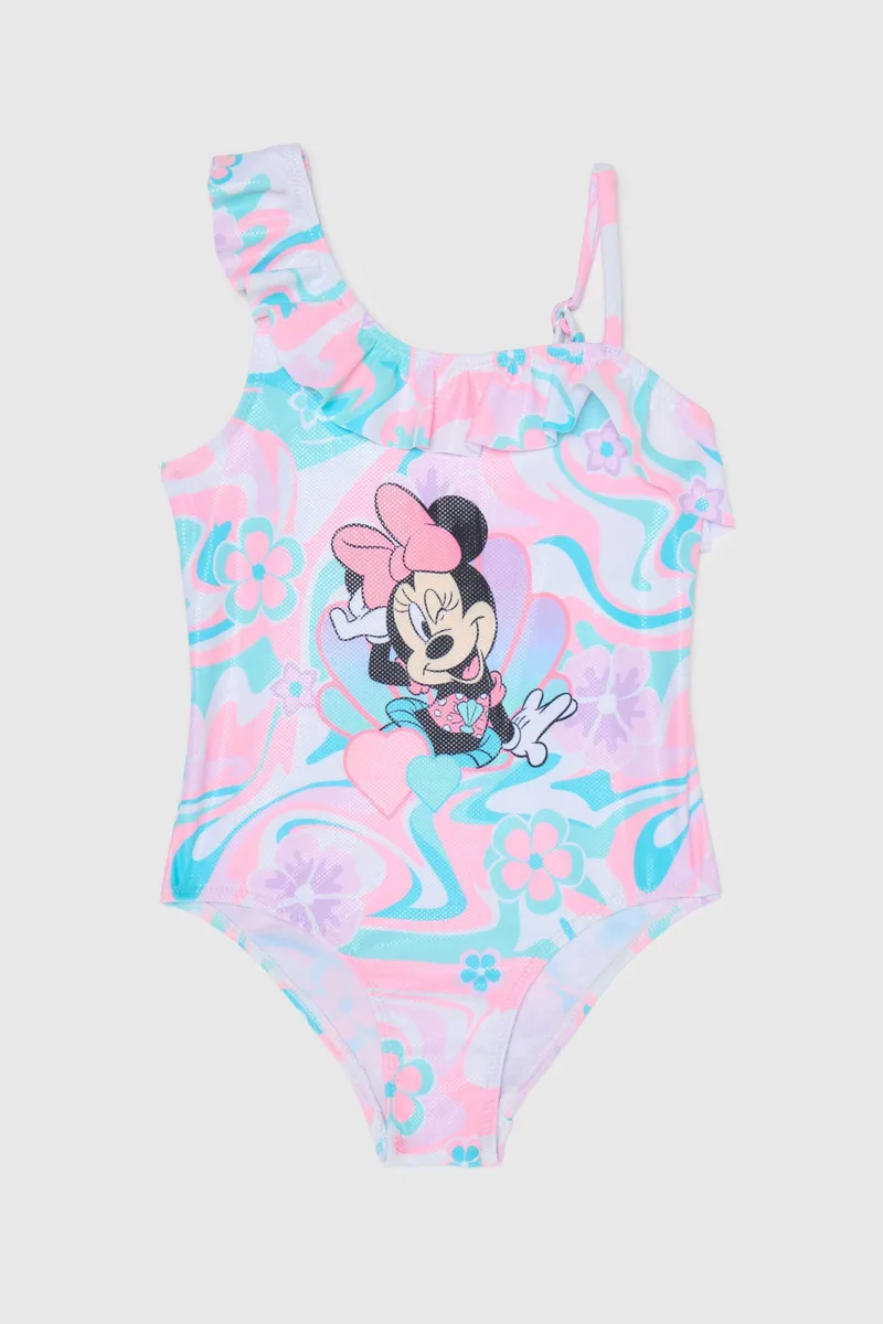 OVS παιδικό μαγιό ολόσωμο με Disney Minnie Mouse print λεπτομέρειες με βολάν - 002199912 Ροζ