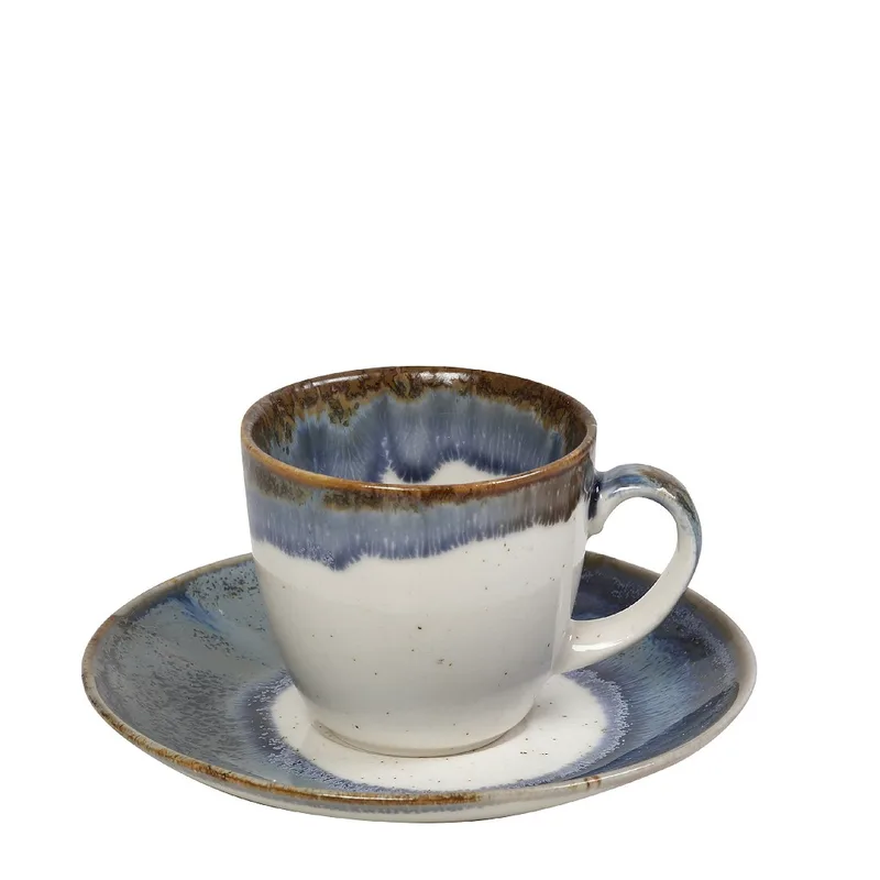 Φλυτζάνι Με Πιατάκι Espresso Πορσελάνης Reactive Blue Essentials ESPIEL 90ml-12x6εκ. OWR101K6 (Σετ 6 Τεμάχια) (Υλικό: Πορσελάνη, Χρώμα: Μπλε) - ESPIEL - OWR101K6